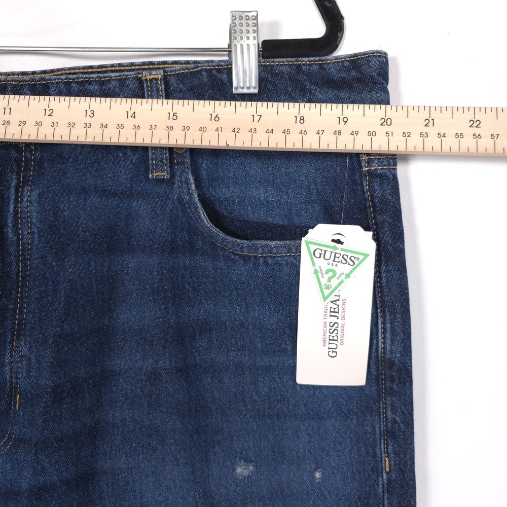 GUESS Men's New Jeans 38x32 G16 Straight GJ AGED Distressed Dark Wash M5YA1B - Picture 4 of 16